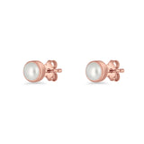 Freshwater Pearl 4.5mm Solitaire Small Stud Earrings 925 Sterling Silver