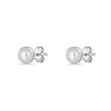 Freshwater Pearl 4.5mm Solitaire Small Stud Earrings 925 Sterling Silver