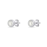 Freshwater Pearl 4.5mm Solitaire Stud Earrings 925 Sterling Silver Wholesale