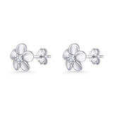 Flower Stud Earrings Cubic Zirconia 7.9mm 925 Sterling Silver Wholesale