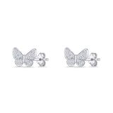 Butterfly Stud Earrings 6mm Cubic Zirconia 925 Sterling Silver Wholesale