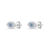 Evil Eye Earrings 6.2mm Floral Blue & Clear Cubic Zirconia 925 Sterling Silver Wholesale