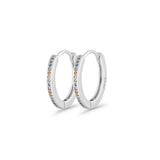 Round 20mm Multicolor Cubic Zirconia Huggie Hoop Earrings 925 Sterling Silver