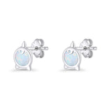 Round 9.6mm Lab Created White Opal Unicorn Stud Earring 925 Sterling Silver Wholesale