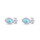 Eyelashes Eye Stud Earring 4.8mm Larimar 925 Sterling Silver Wholesale