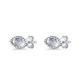 Eyelashes Eye Stud Earring 4.8mm Moonstone 925 Sterling Silver Wholesale