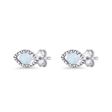 Eyelashes Eye Stud Earring 4.8mm Lab Created White Opal 925 Sterling Silver Wholesale