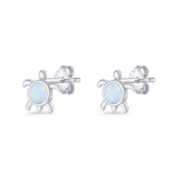 Round 8.5mm Lab Created White Opal Turtle Stud Earring 925 Sterling Silver Wholesale