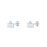 Rectangular Lab Created White Opal Bar Stud Earring 925 Sterling Silver Wholesale