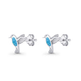 Hummingbird Stud Earring Lab Created Blue Opal 925 Sterling Silver Wholesale