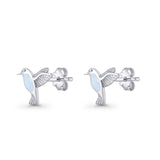 Hummingbird Stud Earring Lab Created White Opal 925 Sterling Silver Wholesale