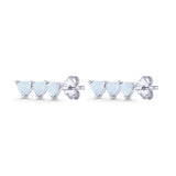 Three Stone Triangular Lab Created White Opal Stud Earring 925 Sterling Silver Wholesale