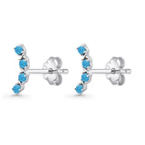 Round Lab Created Blue Opal Climber Stud Earring 925 Sterling Silver Wholesale