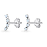 Round Lab Created White Opal Climber Stud Earring 925 Sterling Silver Wholesale