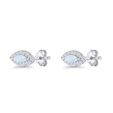 Marquise Halo Evil Eye Stud Earring Lab Created White Opal 925 Sterling Silver Wholesale