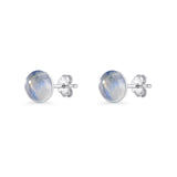 Round 7mm Moonstone Solitaire Stud Earring 925 Sterling Silver Wholesale