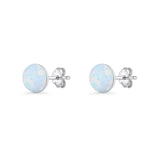 Round 7mm Lab Created White Opal Solitaire Stud Earring 925 Sterling Silver Wholesale