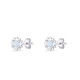 Round 3.9mm Lab Created White Opal Flower Stud Earring 925 Sterling Silver Wholesale