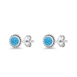 Round Twisted Rope Stud Earring Lab Created Blue Opal 925 Sterling Silver Wholesale