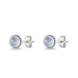 Round Twisted Rope Stud Earring Moonstone 925 Sterling Silver Wholesale