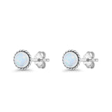 Round Twisted Rope Stud Earring Lab Created White Opal 925 Sterling Silver Wholesale