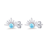 Round 7.5mm Sunset Stud Earring Larimar 925 Sterling Silver Wholesale