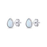 Pear Teardrop Stud Earring 7mm Lab Created White Opal 925 Sterling Silver Wholesale