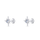 Minimalist 9.6mm Star Stud Earring Moonstone 925 Sterling Silver Wholesale