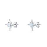 Minimalist 9.6mm Star Stud Earring Lab Created White Opal 925 Sterling Silver Wholesale