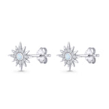 Starburst Stud Earring 10.7mm Lab Created White Opal 925 Sterling Silver Wholesale