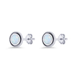 Minimalist 6.8mm Lab Created White Opal Bali Stud Earring 925 Sterling Silver Wholesale