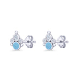 Paw Print Stud Earring Larimar & Cubic Zirconia 925 Sterling Silver Wholesale