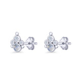 Paw Print Stud Earring Moonstone & Cubic Zirconia 925 Sterling Silver Wholesale