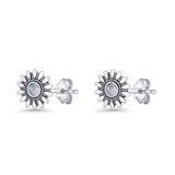 Sunflower Stud Earring 8.6mm Moonstone Oxidized 925 Sterling Silver Wholesale