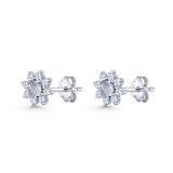 Flower Stud Earring Moonstone & Cubic Zirconia 925 Sterling Silver Wholesale