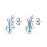 Lizard Stud Earring 13.7mm Lab Created Blue Opal 925 Sterling Silver Wholesale