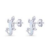 Lizard Stud Earring 13.7mm Lab Created White Opal 925 Sterling Silver Wholesale