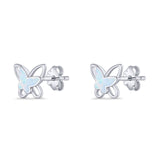 Butterfly Stud Earring Lab Created White Opal Push Back 925 Sterling Silver Wholesale