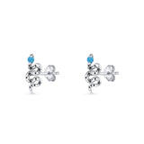 Snake Stud Earrings 12.9mm Lab Created Blue Opal 925 Sterling Silver Wholesale