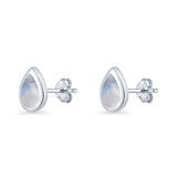 Pear Teardrop 9.3mm Solitaire Moonstone Stud Earring 925 Sterling Silver Wholesale