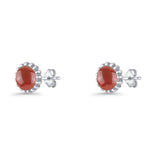 Round Stud Earring Red Carnelian Oxidized 925 Sterling Silver Wholesale