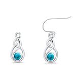 Round Twisted Loop Drop Fishhook Earring Oxidized Turquoise 925 Sterling Silver