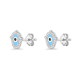 Hamsa Hand Evil Eye Stud Earrings Cubic Zirconia 925 Sterling Silver Wholesale