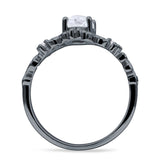 Vintage Style Engagement Ring Marquise Cubic Zirconia Black Tone 925 Sterling Silver Wholesale