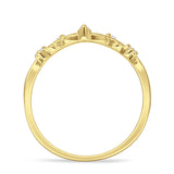 Curved Contour Leaves Band Cubic Zirconia Yellow Tone 925 Sterling Silver