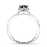 Pear Teardrop Halo Black CZ Solitaire Ring 925 Sterling Silver Wholesale