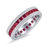 Full Eternity Band Princess Cut Ruby CZ 925 Sterling Silver Wholesale