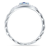 Evil Eye Ring 7.1mm Cuban Chain Cubic Zirconia & Blue CZ 925 Sterling Silver Wholesale