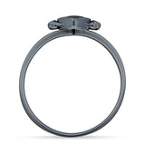 Art Deco Marquoise Oxidized Black Onyx Vintage Style Ring 925 Sterling Silver
