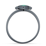 Art Deco Marquoise Oxidized Turquoise Vintage Style Ring 925 Sterling Silver